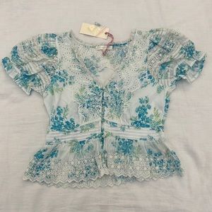 LoveShackFancy Magic Turquoise Annalee Top